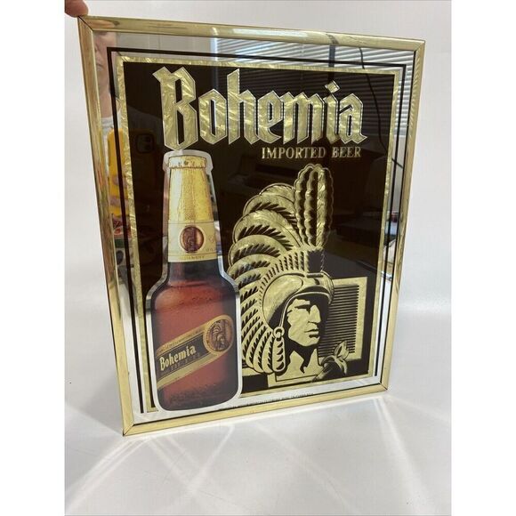 Bohemia Imported Beer Mirror Sign Screenprinted Foil Backed 12 1/4 X 15” - Picture 1 of 8